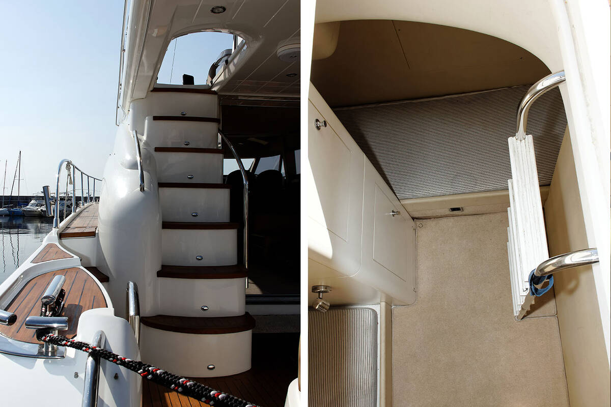 Stairs to the upper deck (left) and captain (right)