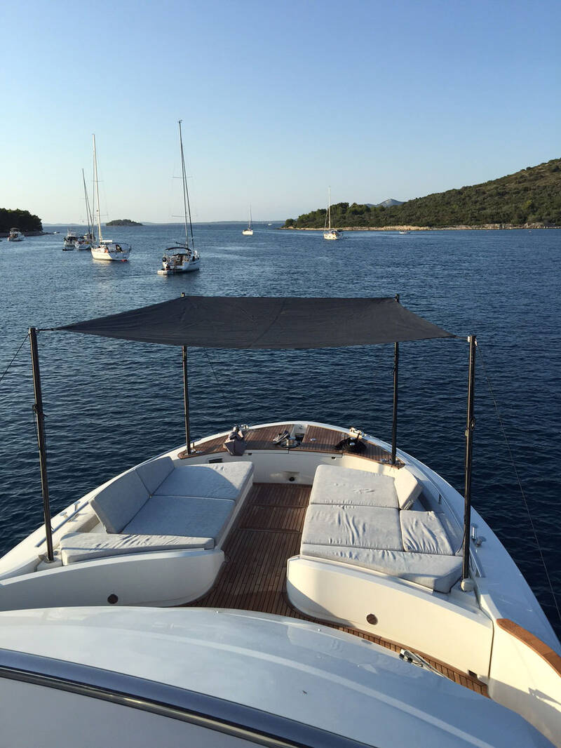 Awning on bow deck