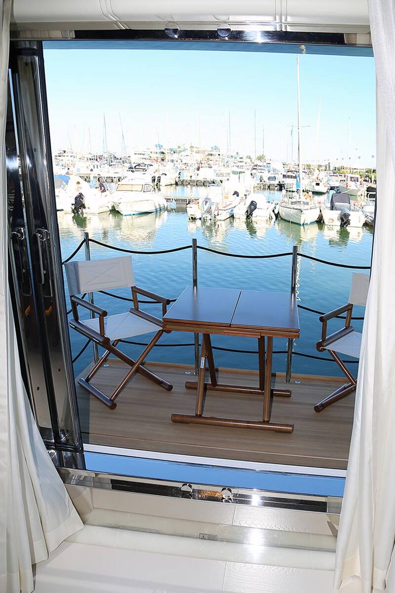 Lounge area on side deck