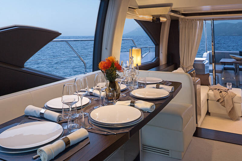 Dining area in the salon on the main deck