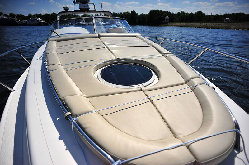 Large sunbathing cushions on the bow