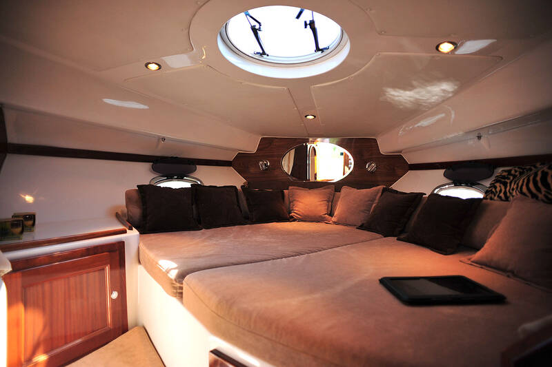 Double bed in the bow cabin