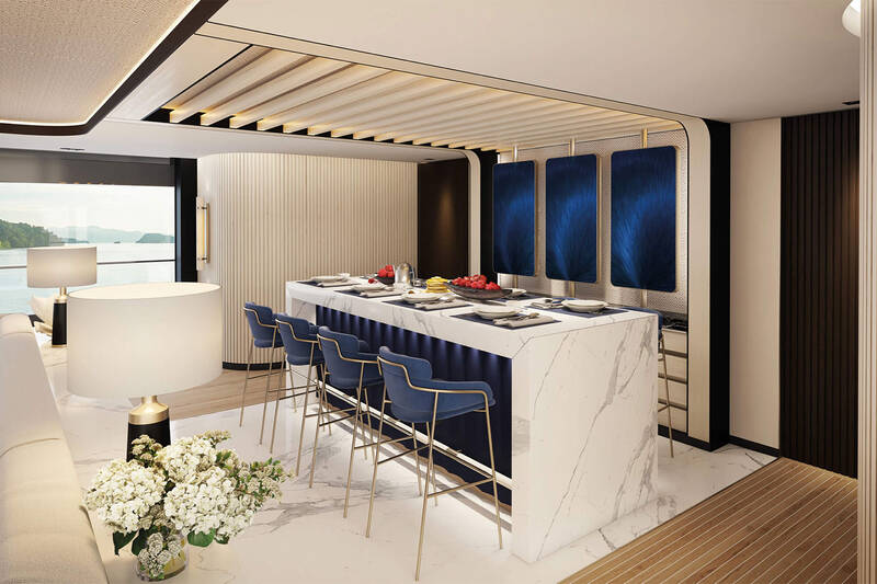 Dinette in salon on the main deck