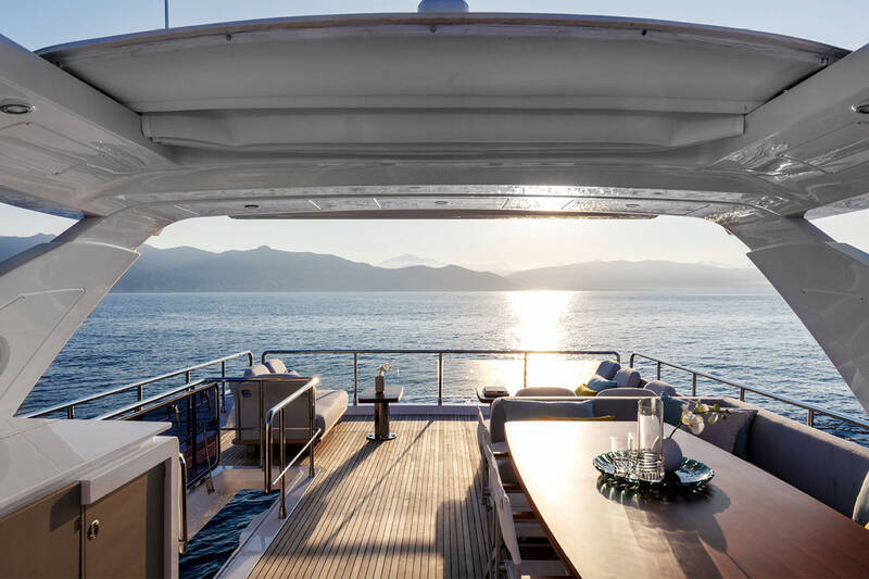 Aft lounge area on flybridge