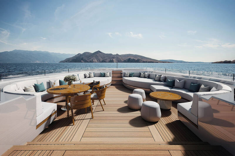 Private lounge area on bow. Access from owner's suite