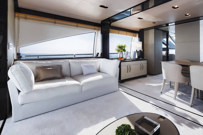 Salon sofa on port side