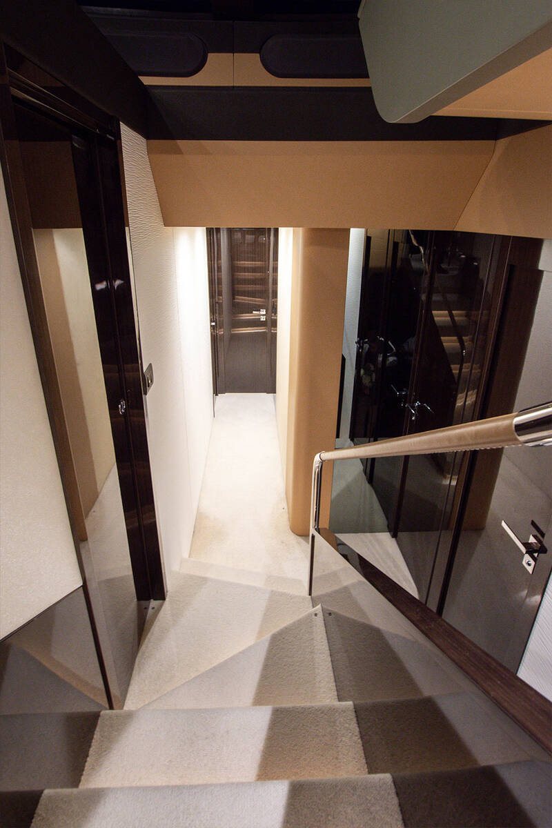 Steps to lower deck