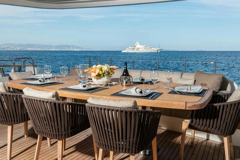 Aft deck dining area