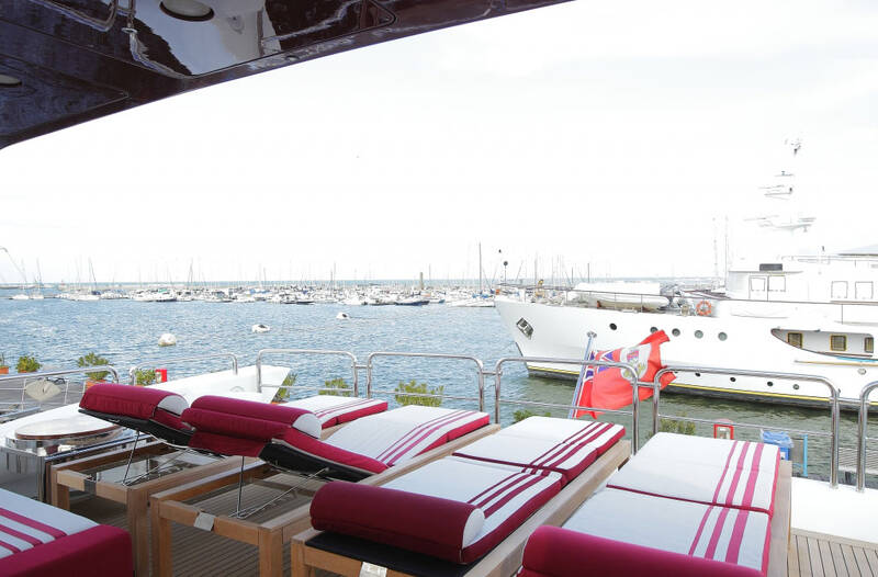 Sunbathing cushions on flybridge	