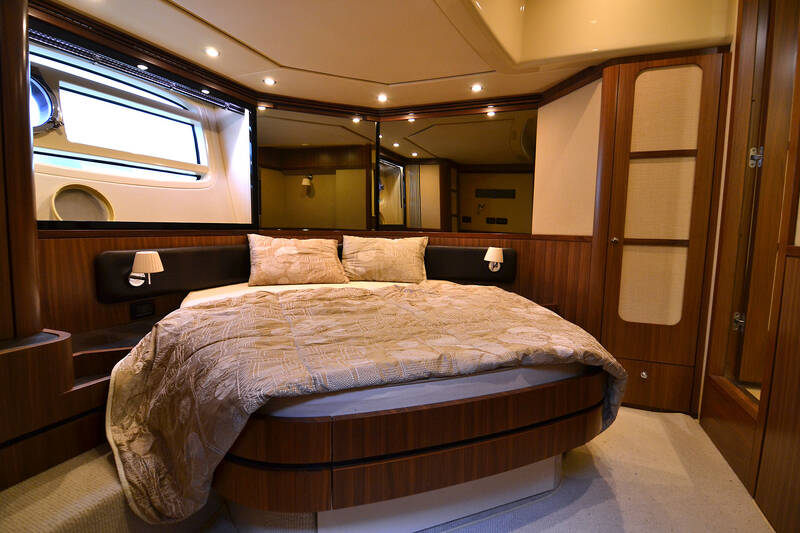 The master stateroom is amidships