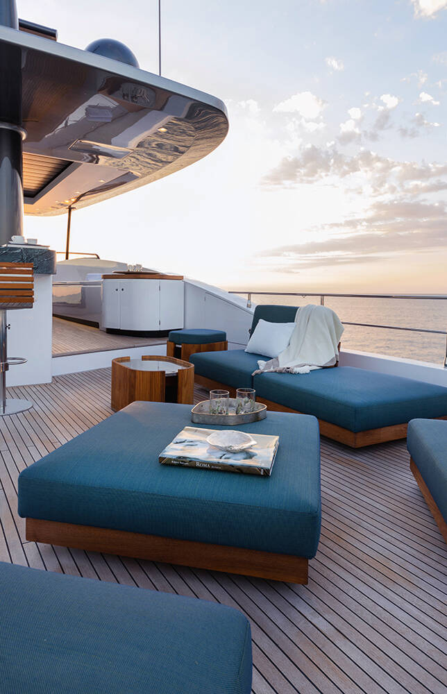 Aft lounge area on flybridge