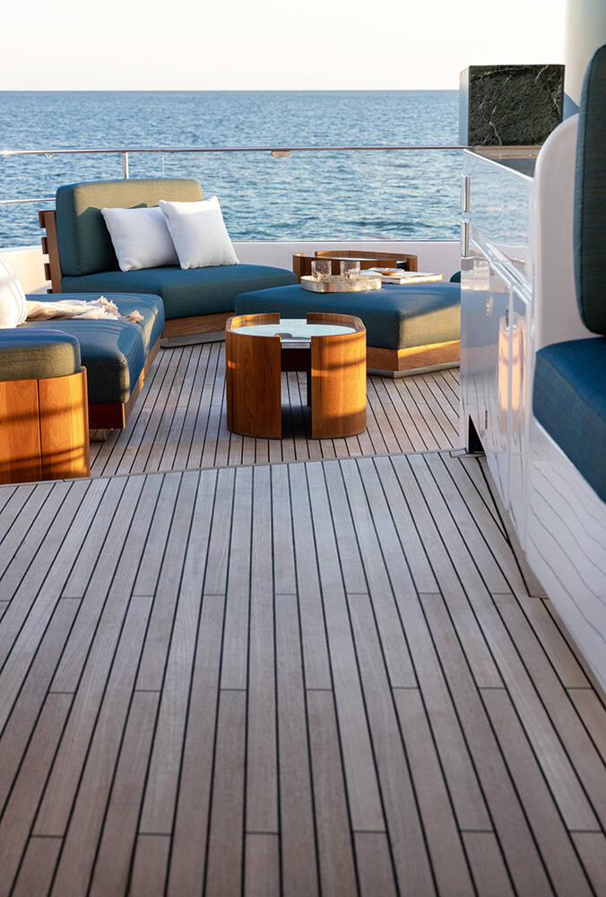 Aft lounge area on flybridge