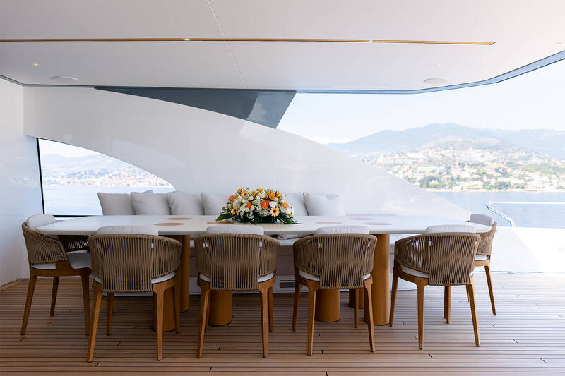 Dining area on aft upper deck