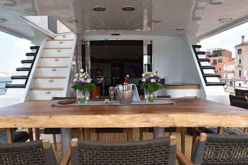 Dining area on the cockpit main deck