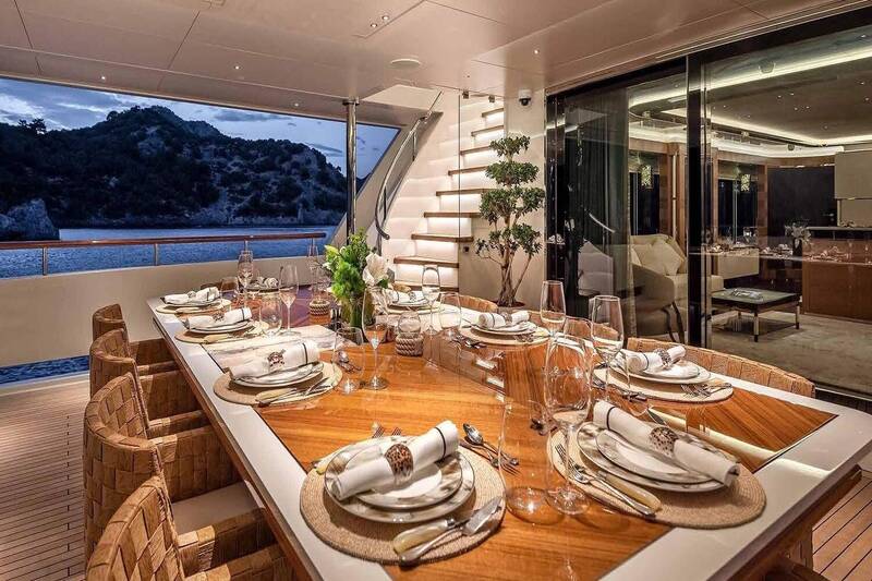 Dining table in cockpit on  main deck