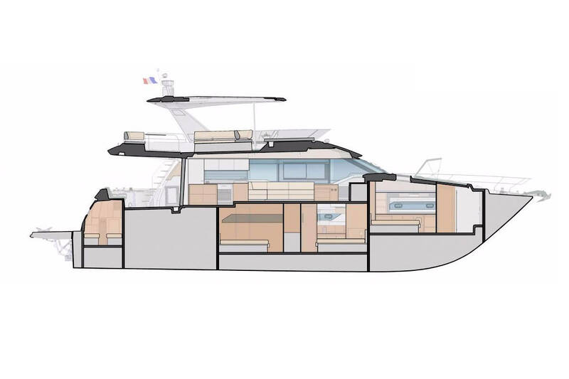 Plan of the yacht in longitudinal section