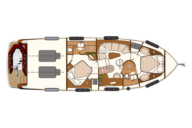 Lower deck (2 cabins, dinette, studio) Magellano 50