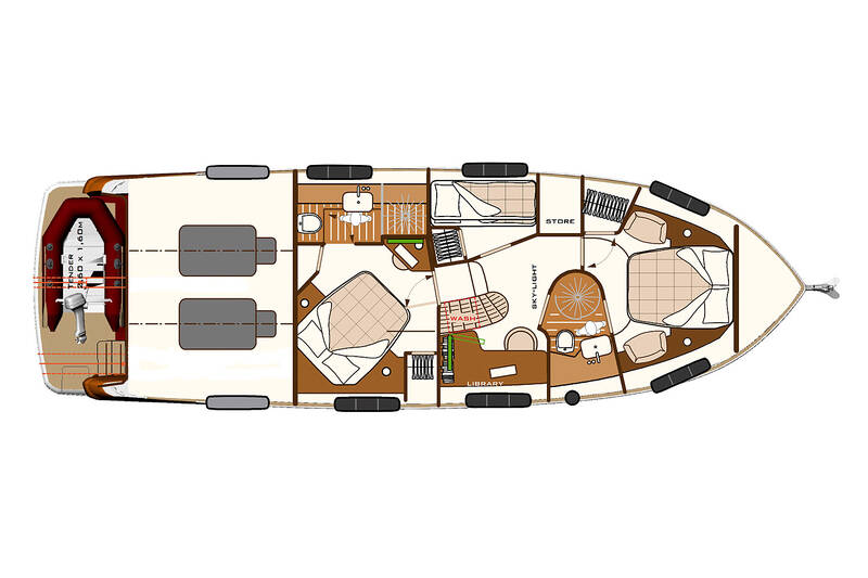 Lower deck (3 cabins + studio) Magellano 50