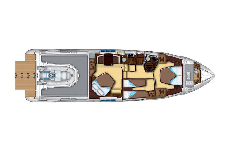 Lower deck (the garage) Azimut 55S